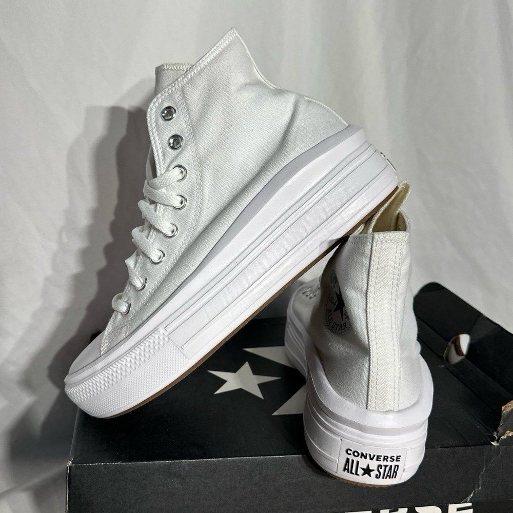 Converse CTAS MOVE Hi High Top Shoes Triple White‎ New Woman's 10 - Picture 4 of 6